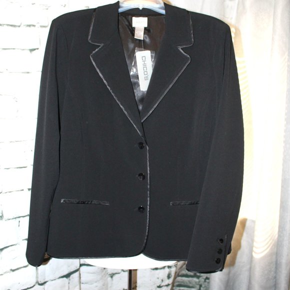 👉NWT! Sharp black blazer from Chico's sz 2=Large - Picture 2 of 8